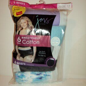 New Just My Size JMS Womens Size 12 26/28 6 Pairs Brief Underwear Panties Cotton